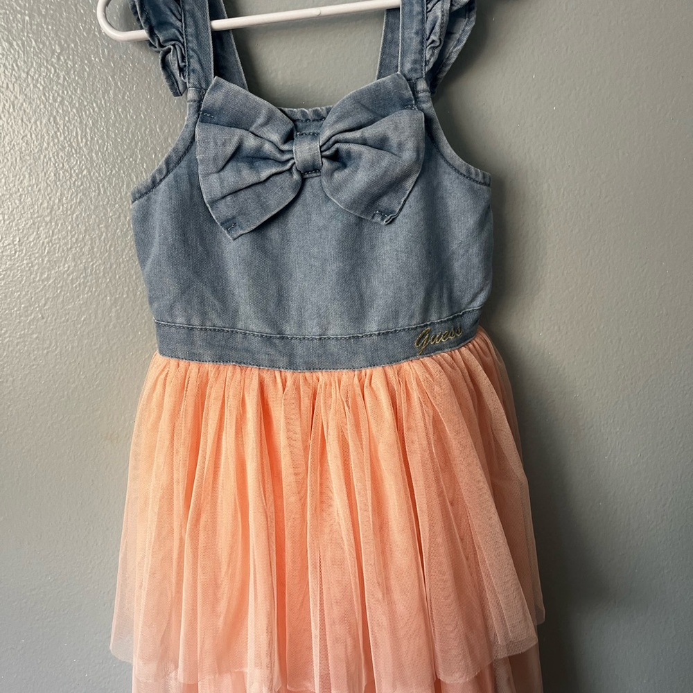 Guess Girl Denim Peach Tulle Dress
